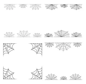 Spiderweb frame, border, divider isolated on white background Stock Illustration