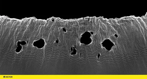 This spiderweb has been broken. Abstract grid background with hole. 3D grid. Stock Illustration