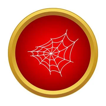Spiderweb icon on a red halloween button Stockillustratie