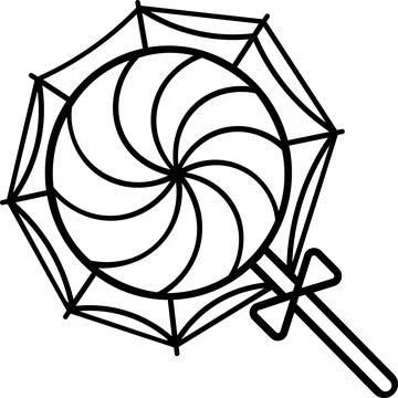 Spiderweb Lollipop Candy Line Icon Stock Illustration