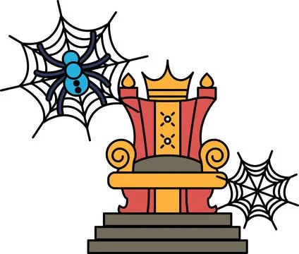 Spiderwebs cling to regal throne steps Stock Illustration