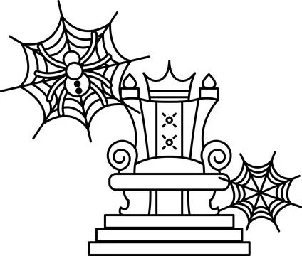 Spiderwebs cling to regal throne steps Stock Illustration