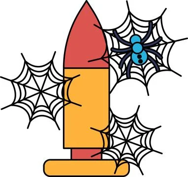Spidery webs cling to a bullet casing Stock Illustration