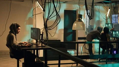 Spies using system vulnerability to exploit and break server Stock Photos