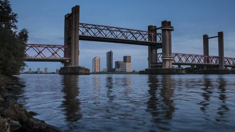 Spijkenisse bridge timelapse Stock Footage 112208120