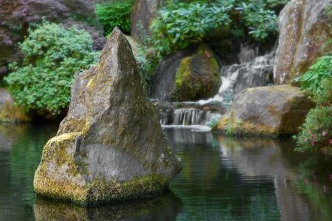 Spike boulder waterfall Stock Photos
