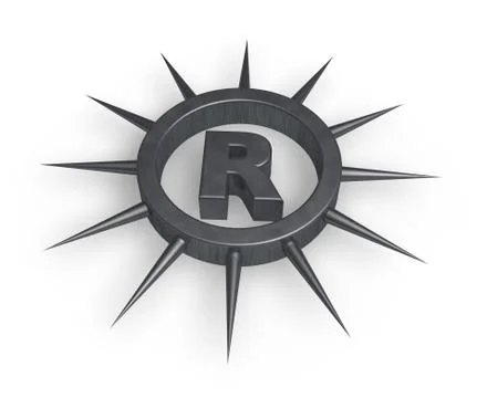 Spike ring with the letter r inside - 3d illustration Stock Illustration