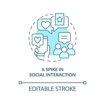 Spike in social interaction turquoise concept icon Stock Illustration