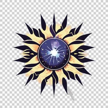 Spiked Circular Icon With Central Eye spikes circle tribal Stock Illustration