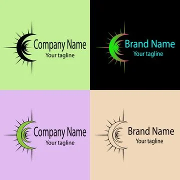 Spiked Crescent Eclipse logo design Illustrazione stock