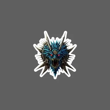 Spiked face monster sticker Stock Illustration