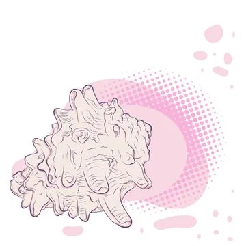 Spiked seashell on spotted background 스톡 일러스트