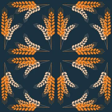 Spikelet of wheat seamless pattern for textile design, tile and wrapping pape 스톡 일러스트