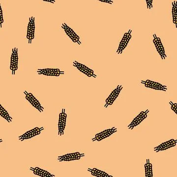 Spikelet yellow wheat vector seamless pattern 스톡 일러스트