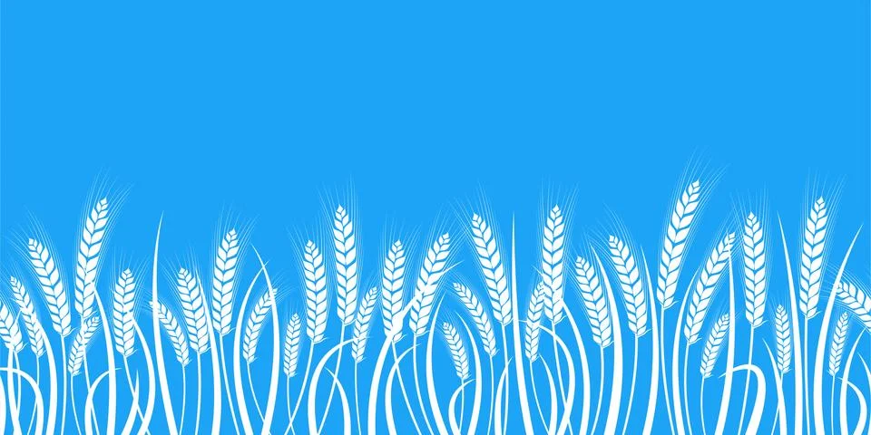 Spikelets on a blue background. Pattern. Perfect postcards for any design, ve Stock Illustration