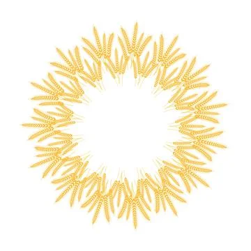 Spikelets of wheat. Collected in a wreath. Spikelets with grains. Vector Stock Illustration