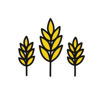 Spikelets of wheat doodle icon, vector color illustration Stock Illustration