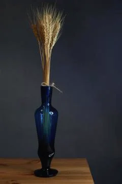 Spikes in a vase on a black background vertically Stock Photos