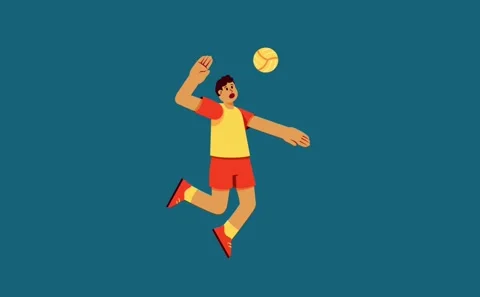 Spiking Move Volley Ball Player Character Stock Footage 286430648