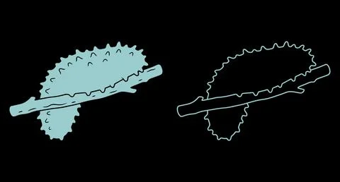 Spiky creature illustration in solid and outline styles with insect illustr.. 스톡 일러스트