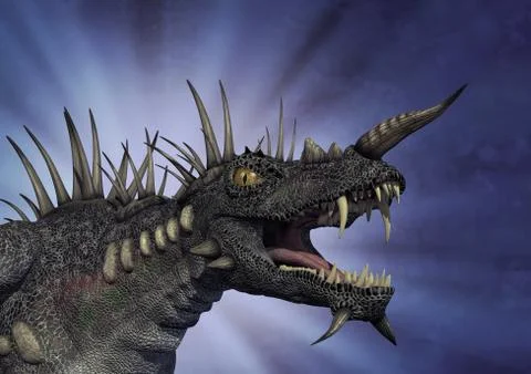 Spiky Dragon with Background Stock Illustration