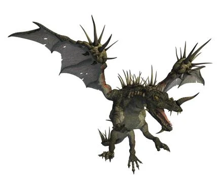 Spiky Dragon Flying 2 Stock Illustration