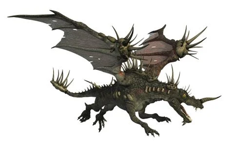 Spiky Dragon Flying Stock Illustration