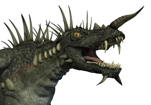 Spiky Dragon Portrait Stock Illustration