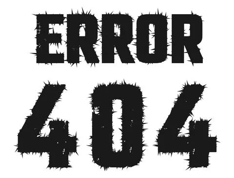 Spiky inscription 404 error with sharp pointed edges design flat style vector Stock Illustration