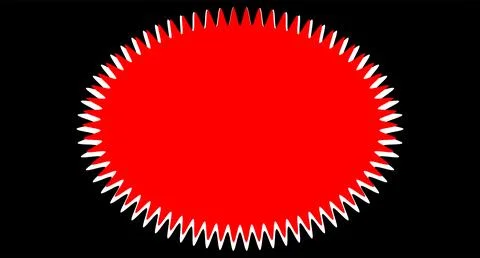 Spiky Red Oval Shape on Black Background Stock Illustration