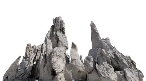 Spiky rocks Isolated on white background 3d illustration Stock Illustration