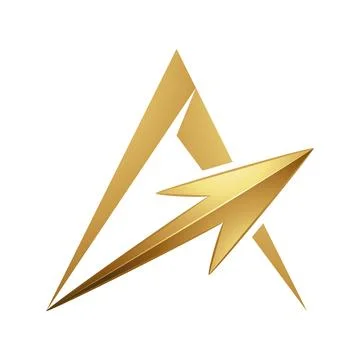 Spiky Triangular Letter A with a Golden Arrow Stock Illustration