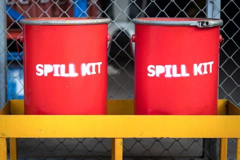 Spill kit containment boxes - Emergency equipment. Stock Photos