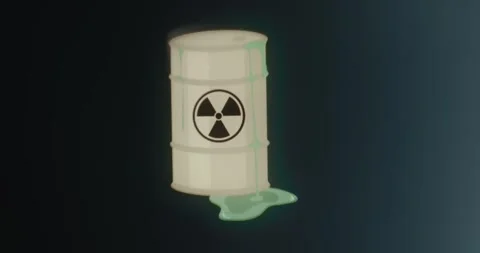 Spill of radioactive waste from a barrel Stock Footage 314503500