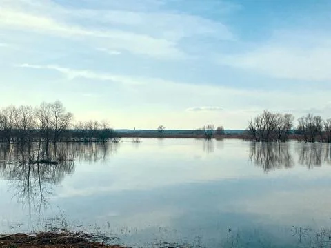 Spill on the river in spring Stock Photos