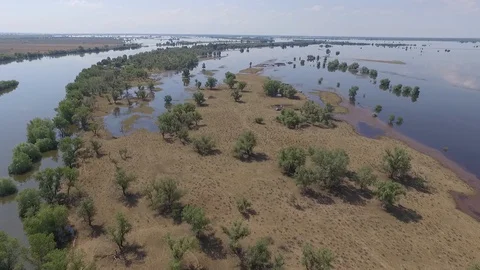 The spill of the Volga River Stock Footage 127641816