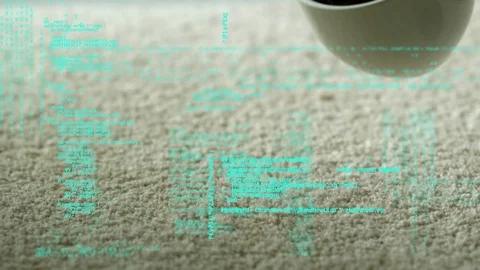 Spilled coffee and binary codes Stock Footage 107685664