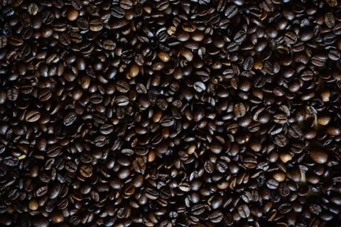 Spilled coffee beans background Stock Photos