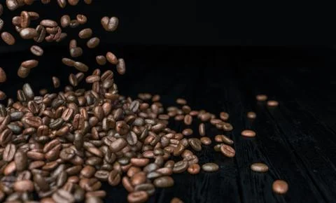 Spilled Coffee Beans Left Stock Photos