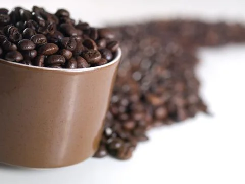 Spilled coffee beans 스톡 사진