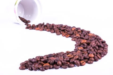 Spilled coffee beans Stock Photos