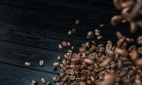 Spilled Coffee Beans Right Stock Photos