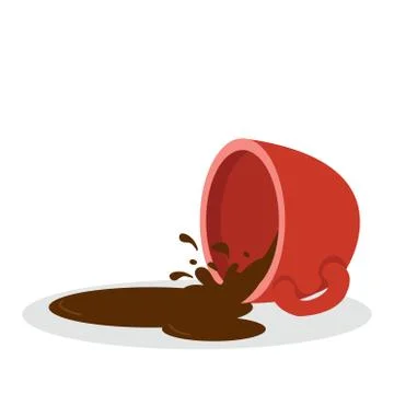 Spilled coffee red cup vector with splash Illustrazione stock