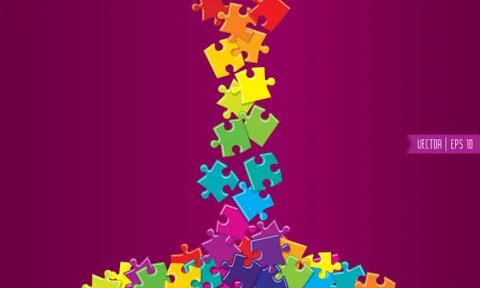 Spilled colored vector puzzles Stock Illustration