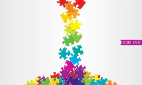 Spilled colored vector puzzles Stock Illustration