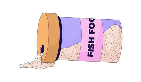 Spilled fish food container 2D cartoon object Ilustração Stock