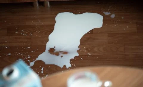 Spilled milk on the floor Stock Photos
