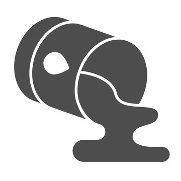 Spilled oil barrel, cask, petrol spill puddle solid icon, oil industry concept Illustrazione stock