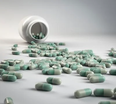 Spilled pills Foto stock