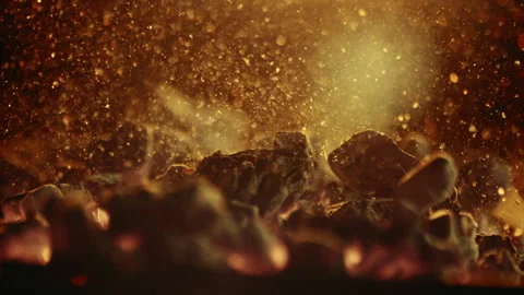 Spilling fire coals and particles sparks... | Stock Video | Pond5